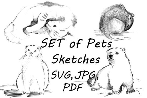 Download Set of Simple Pencil Sketches Pets - Sketch Collection
