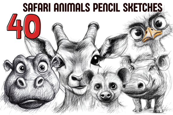 Download Safari Animals Pencil Sketches - Sketch Collection