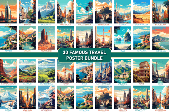 Download Famous Travel Places Poster Bundle - Travel Collection