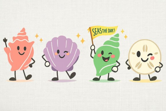 Download Happy Seashell Doodles PNG Beach Clipart - Seashell Collection