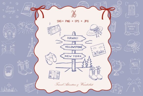 Download Vintage Travel Adventure Journey Doodles - Travel Collection