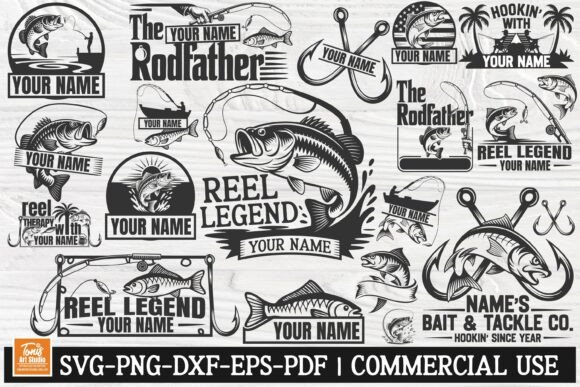 Download Fishing SVG Bundle, 20 Monogram Design - Fishing Collection