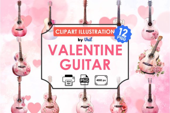 Download Valentine Guitar Clipart Bundle - Valentine guitar Collection