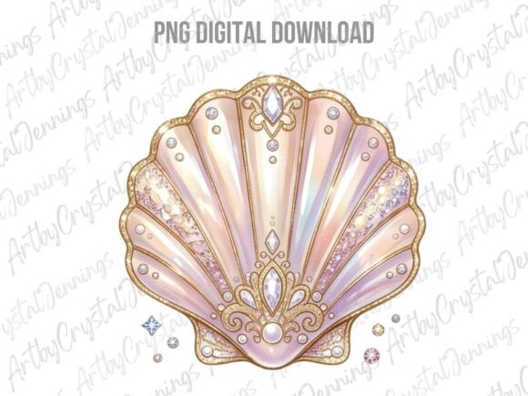 Download Pastel Glitter Mermaid Seashell PNG - Premium Resources