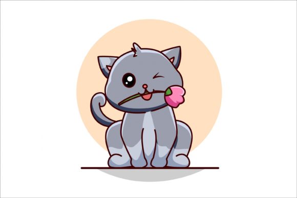 Download Cute and Funny Cat with Rose - Cat with rose Collection