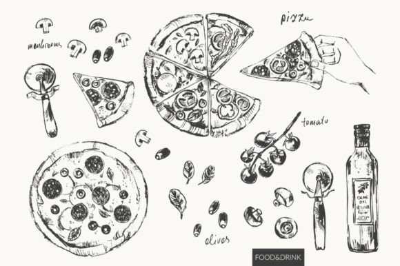 Download Fast Food Pizza Sketches - Sketch Collection