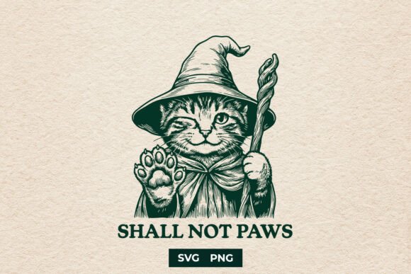 Download Funny Wizard Cat SVG Shall Not Paws PNG - Premium Resources