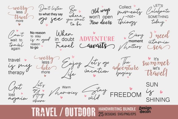 Download Travel Quotes Handwriting Bundle SVG - Travel Collection
