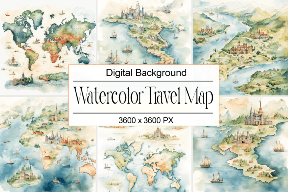 Download Watercolor Travel Map - Travel Collection