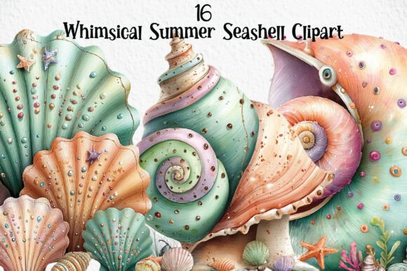 Download Whimsical Summer Seashell Clipart - Seashell Collection