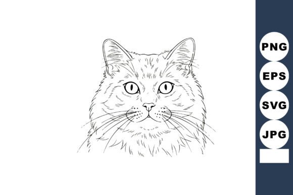 Download Cat Face Sketch Detailed Line Art Vector - Sketch Collection