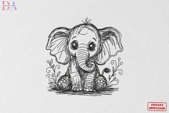 Download Cute Baby Elephant Sketch Animal Art - Sketch Collection